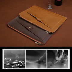 Universal Genuine Leather Business Zipper Laptop Tablet Bag For 12 inch and Below, 12 inch
