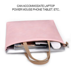 PU Waterproof Laptop Handbag Crossbody Bag for 13.3 inch Laptops, 13.3 inch (Pink)