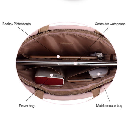 PU Waterproof Laptop Handbag Crossbody Bag for 13.3 inch Laptops, 13.3 inch (Pink)