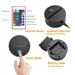 Motorcycle Shape 3D Colorful LED Vision Light Table Lamp, Charging Touch Version
