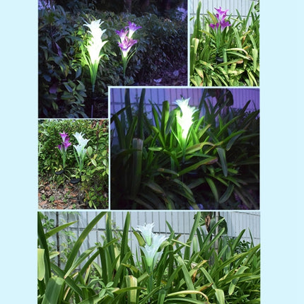 Simulated Lily Flower 4 Heads Solar Powered Outdoor IP55 Waterproof LED Decorative Lawn Lamp, White Light