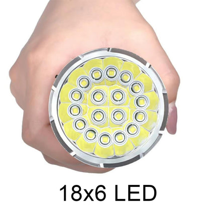 3 Gears, K18MAX 18xT6, Luminous Flux: 5400lm LED Flashlight, Without Battery