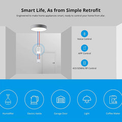 Sonoff Basic R2 eWelink Phone APP WiFi 2.4GHz DIY Smart LED Switch Remote Controller Module, Support Alexa Echo & Google Home Voice Control, AC 90-250V, 2.4GHz