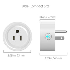 10A Round Shape WiFi Mini Plug APP Remote Control Timing Smart Socket Works with Alexa & Google Home, AC 100-240V, US Plug, 10A US Plug(Round Shape)