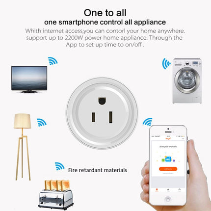 10A Round Shape WiFi Mini Plug APP Remote Control Timing Smart Socket Works with Alexa & Google Home, AC 100-240V, US Plug, 10A US Plug(Round Shape)