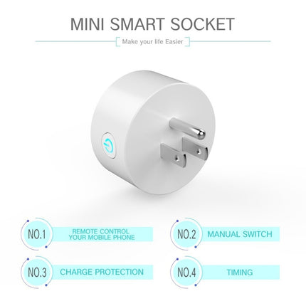 10A Round Shape WiFi Mini Plug APP Remote Control Timing Smart Socket Works with Alexa & Google Home, AC 100-240V, US Plug, 10A US Plug(Round Shape)