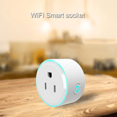 10A Round Shape WiFi 2.4GHz Mini Plug APP Remote Control Timing Smart Socket Works with Alexa & Google Home & Colorful Breathing Light, AC 100-240V, US Plug