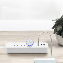 10A Round Shape WiFi 2.4GHz Mini Plug APP Remote Control Timing Smart Socket Works with Alexa & Google Home & Colorful Breathing Light, AC 100-240V, US Plug