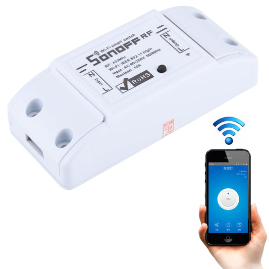 Sonoff 433 MHz DIY WiFi Control remoto inalámbrico inteligente Temporizador Módulo Interruptor de encendido para hogar inteligente, Compatible con iOS y Android, 433 MHz