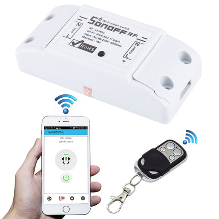 Módulo temporizador de control remoto inalámbrico inteligente Sonoff de 433 MHz con WiFi para bricolaje, interruptor de encendido con control remoto de 4 teclas para hogares inteligentes, compatible con iOS y Android, 433 MHz con control remoto