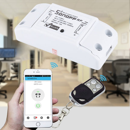 Módulo temporizador de control remoto inalámbrico inteligente Sonoff de 433 MHz con WiFi para bricolaje, interruptor de encendido con control remoto de 4 teclas para hogares inteligentes, compatible con iOS y Android, 433 MHz con control remoto