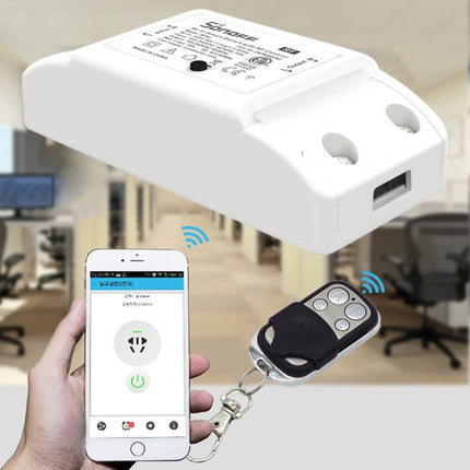Sonoff 433 MHz DIY WiFi Smart Wireless Fernbedienung Timermodul Netzschalter mit 4-Tasten-Fernbedienung für Smart Home, unterstützt iOS und Android, 433 MHz mit Fernbedienung