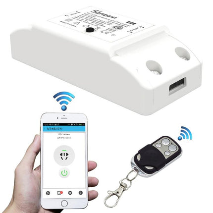 Sonoff 433 MHz DIY WiFi Smart Wireless Fernbedienung Timermodul Netzschalter mit 4-Tasten-Fernbedienung für Smart Home, unterstützt iOS und Android, 433 MHz mit Fernbedienung
