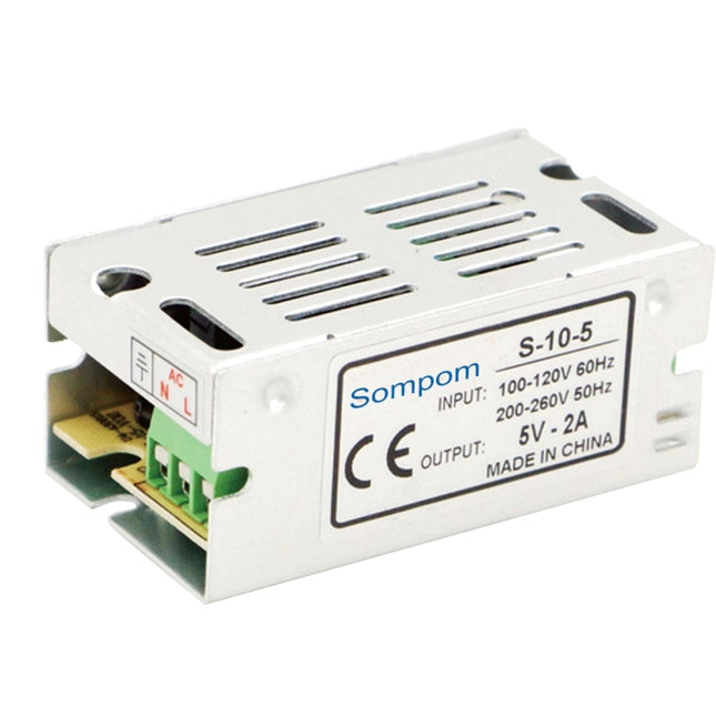 SOMPOM S-10-5 10W 5V 2A Switching Driver LED Light Strip Display Screen Lighting Monitor Power Supply, 10W 5V/2A