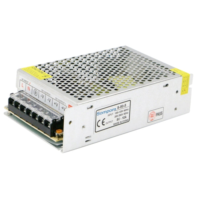 SOMPOM S-50-5 50W 5V 10A Switching Driver LED Light Strip Display Screen Lighting Monitor Power Supply, 50W 5V/10A