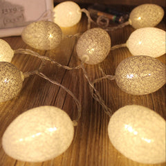 Battery Powered 1.8m 10 LEDs Cotton Thread Colour Egg Lamp String Easter Holiday Party Household Decorative Light