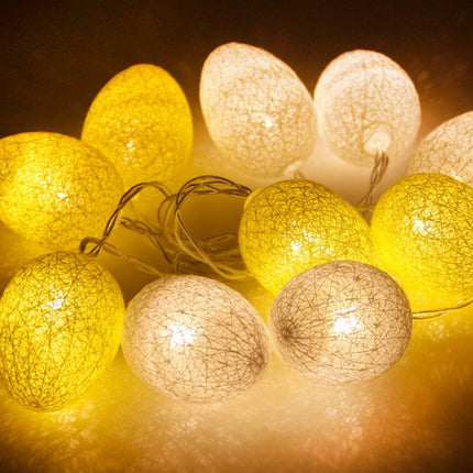 Battery Powered 1.8m 10 LEDs Cotton Thread Colour Egg Lamp String Easter Holiday Party Household Decorative Light, 1.8m(Battery Powered)