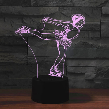 Ice Skating Black Base Creative 3D LED Decorative Night Light, Powered by USB and Battery
