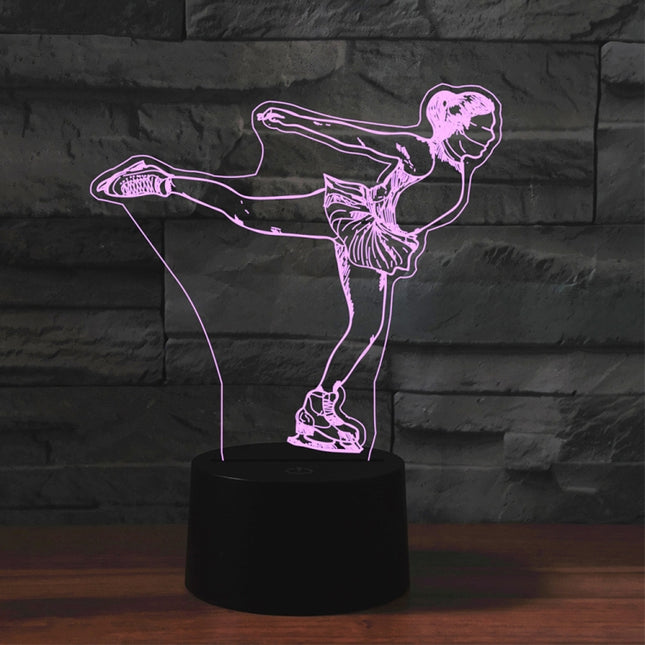 Ice Skating Black Base Creative 3D LED Decorative Night Light, Powered by USB and Battery