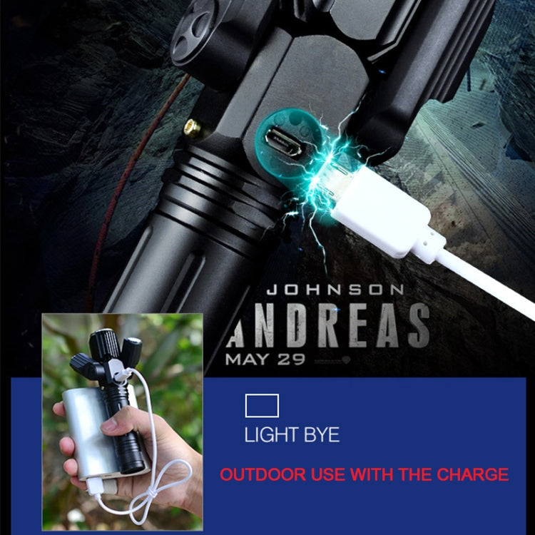 KS-738 USB Charging Waterproof T6+XPE Zoomable LED Flashlight with 4-Modes