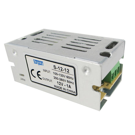 SOMPOM S-12-12 12W 12V 1A Iron Shell Driver LED Light Strip Lighting Monitor Power Supply, 12W 1A