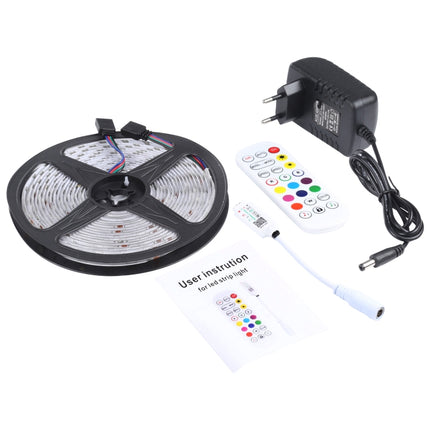 5m 150 LEDs SMD 5050 IP65 Waterproof Bluetooth RGB Light Strip with 24-keys Remote Control, EU Plug