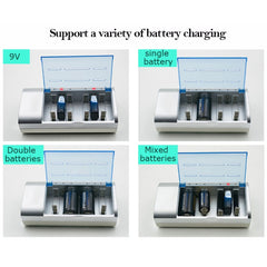 AC 100-240V 4 Slot Battery Charger for AA & AAA & C / D Size Battery, EU Plug