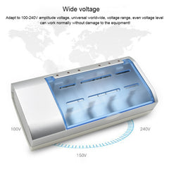 AC 100-240V 4 Slot Battery Charger for AA & AAA & C / D Size Battery, EU Plug