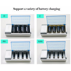 AC 100-240V 4 Slot Battery Charger for AA & AAA & C / D Size Battery, EU Plug