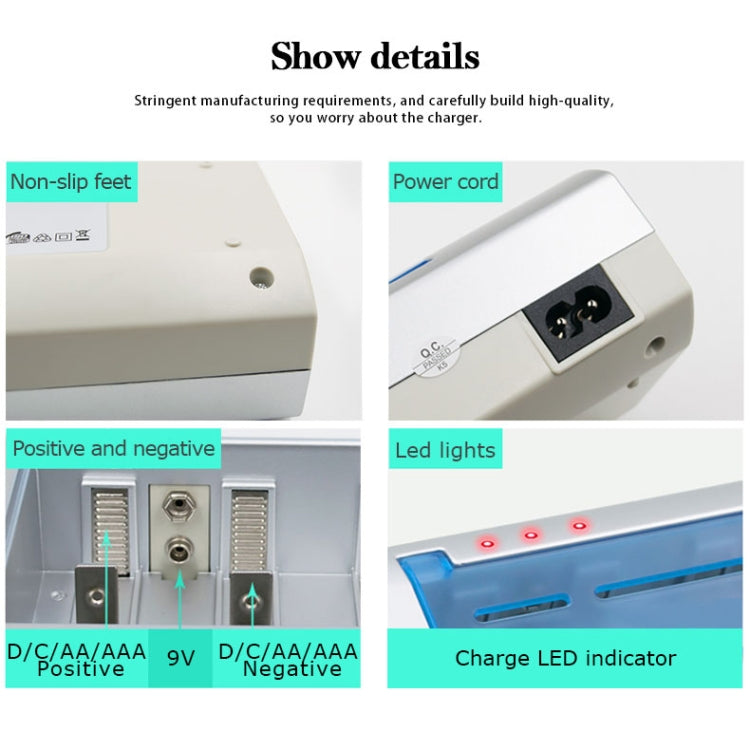 AC 100-240V 4 Slot Battery Charger for AA & AAA & C / D Size Battery, AU Plug