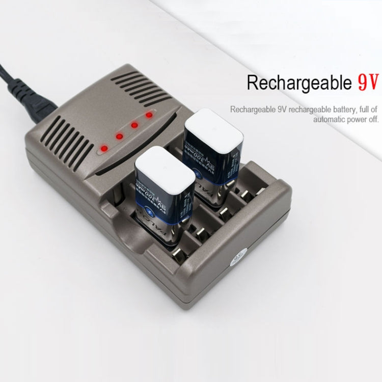 AC 100-240V 4 Slot Battery Charger for AA & AAA & 9V Ni-MH Battery, EU Plug