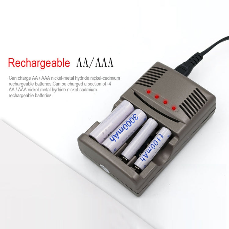 AC 100-240V 4 Slot Battery Charger for AA & AAA & 9V Ni-MH Battery, UK Plug