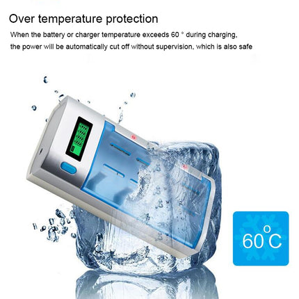 AC 100-240V 4 Slot Battery Charger for AA & AAA & C / D Size Battery, with LCD Display, AU Plug