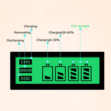 AC 100-240V 4 Slot Battery Charger for AA & AAA & C / D Size Battery, with LCD Display, US Plug