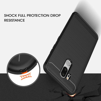 For LG G7 ThinQ Brushed Texture Carbon Fiber Shockproof TPU Protective Back Case