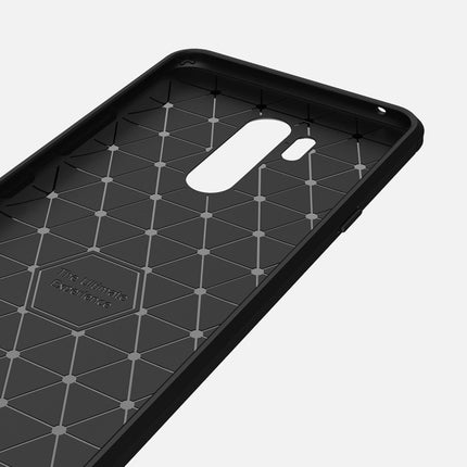 For LG G7 ThinQ Brushed Texture Carbon Fiber Shockproof TPU Protective Back Case