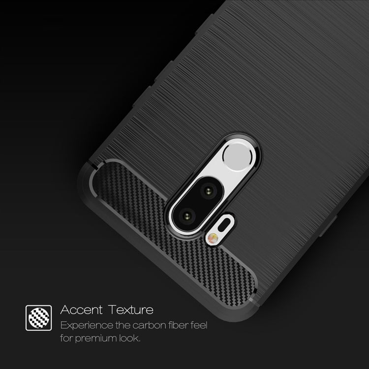 For LG G7 ThinQ Brushed Texture Carbon Fiber Shockproof TPU Protective Back Case