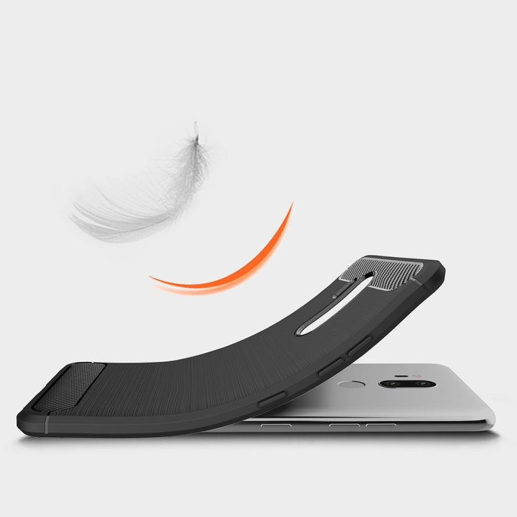 For LG G7 ThinQ Brushed Texture Carbon Fiber Shockproof TPU Protective Back Case