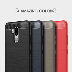 For LG G7 ThinQ Brushed Texture Carbon Fiber Shockproof TPU Protective Back Case