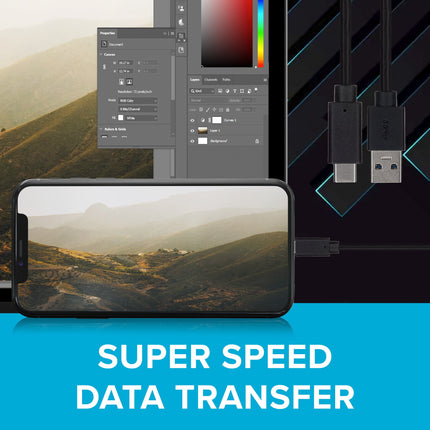 Maplin Pro USB-C to USB-A 3.1 Gen1 5Gbps Super Speed Cable - Black, 1m
