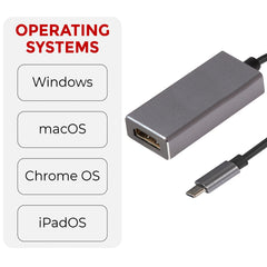 Maplin USB-C to HDMI V3.1 Adapter (Supports 4K Ultra HD @30Hz) - Grey, 0.12m