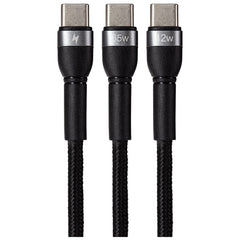 Maplin USB-C to 2-in-1 Multi-Charging USB-C 65W & USB-C 12W Braided Cable - Black