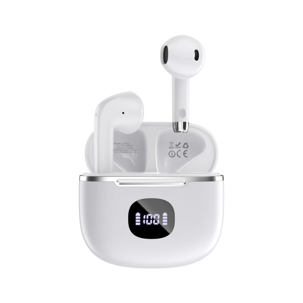 Maplin Wireless Bluetooth Classic Fit Earphones with USB-C Charging Case – White