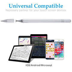 2 in 1 Stationery Writing Tools Metal Ballpoint Pen Capacitive Touch Screen Stylus Pen for Phones, Tablets