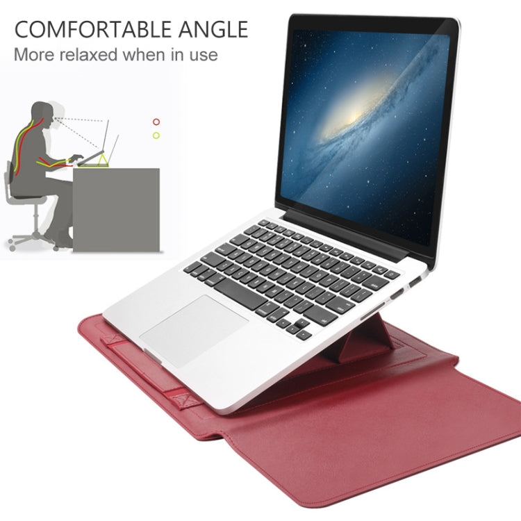 4 in 1 Universal Waterproof PU Leather Laptop Liner Bag with Handle & Stand & Pen Holder + 2 Winders + Mouse Bag + Charger Bag Set for 13  / 14 inch Laptops, 13 / 14 inch