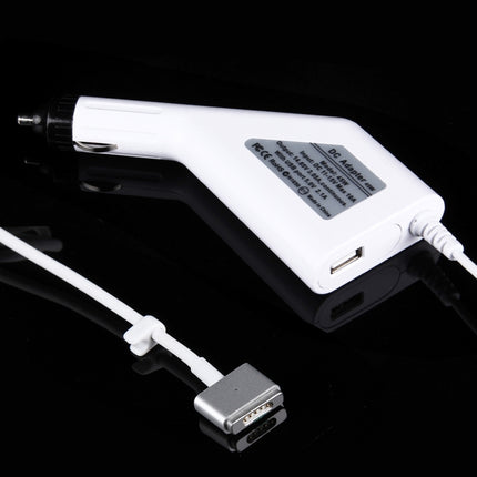 Cargador de coche MagSafe 2 de 5 pines, estilo T, 45 W, 14,85 V, 3,05 A, con 1 puerto USB para Apple MacBook A1466, A1436, A1465, A1435, MD224, MD231, MD761 y MD711, longitud: 1,7 m, 45 W, 14,85 V, 3,05 A