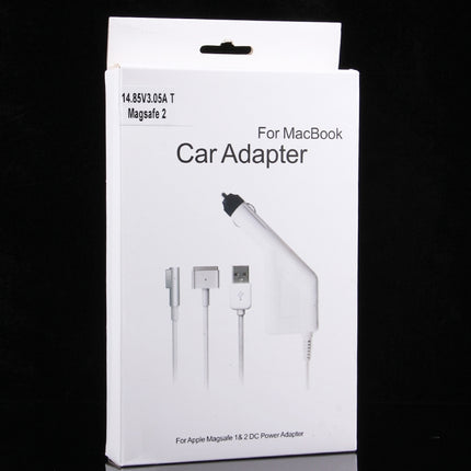 Cargador de coche MagSafe 2 de 5 pines, estilo T, 45 W, 14,85 V, 3,05 A, con 1 puerto USB para Apple MacBook A1466, A1436, A1465, A1435, MD224, MD231, MD761 y MD711, longitud: 1,7 m, 45 W, 14,85 V, 3,05 A