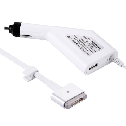 Cargador de coche MagSafe 2 de 5 pines, estilo T, 45 W, 14,85 V, 3,05 A, con 1 puerto USB para Apple MacBook A1466, A1436, A1465, A1435, MD224, MD231, MD761 y MD711, longitud: 1,7 m, 45 W, 14,85 V, 3,05 A