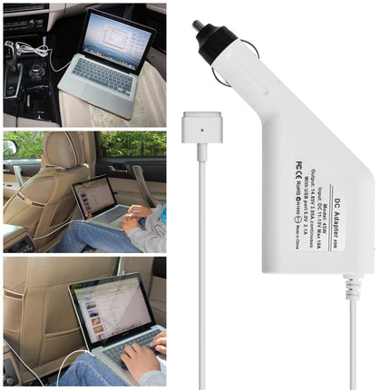Cargador de coche MagSafe 2 de 5 pines, estilo T, 45 W, 14,85 V, 3,05 A, con 1 puerto USB para Apple MacBook A1466, A1436, A1465, A1435, MD224, MD231, MD761 y MD711, longitud: 1,7 m, 45 W, 14,85 V, 3,05 A