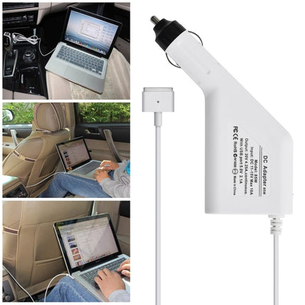 Cargador de coche MagSafe 2 de 5 pines, estilo T, 85 W, 20 V, 4,25 A, con 1 puerto USB para Apple MacBook A1398/A1424/MC975/MC976/ME664/ME665, longitud: 1,7 m, 85 W, 20 V, 4,25 A